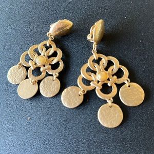 Chicos gold chandelier earrings CLIP ON